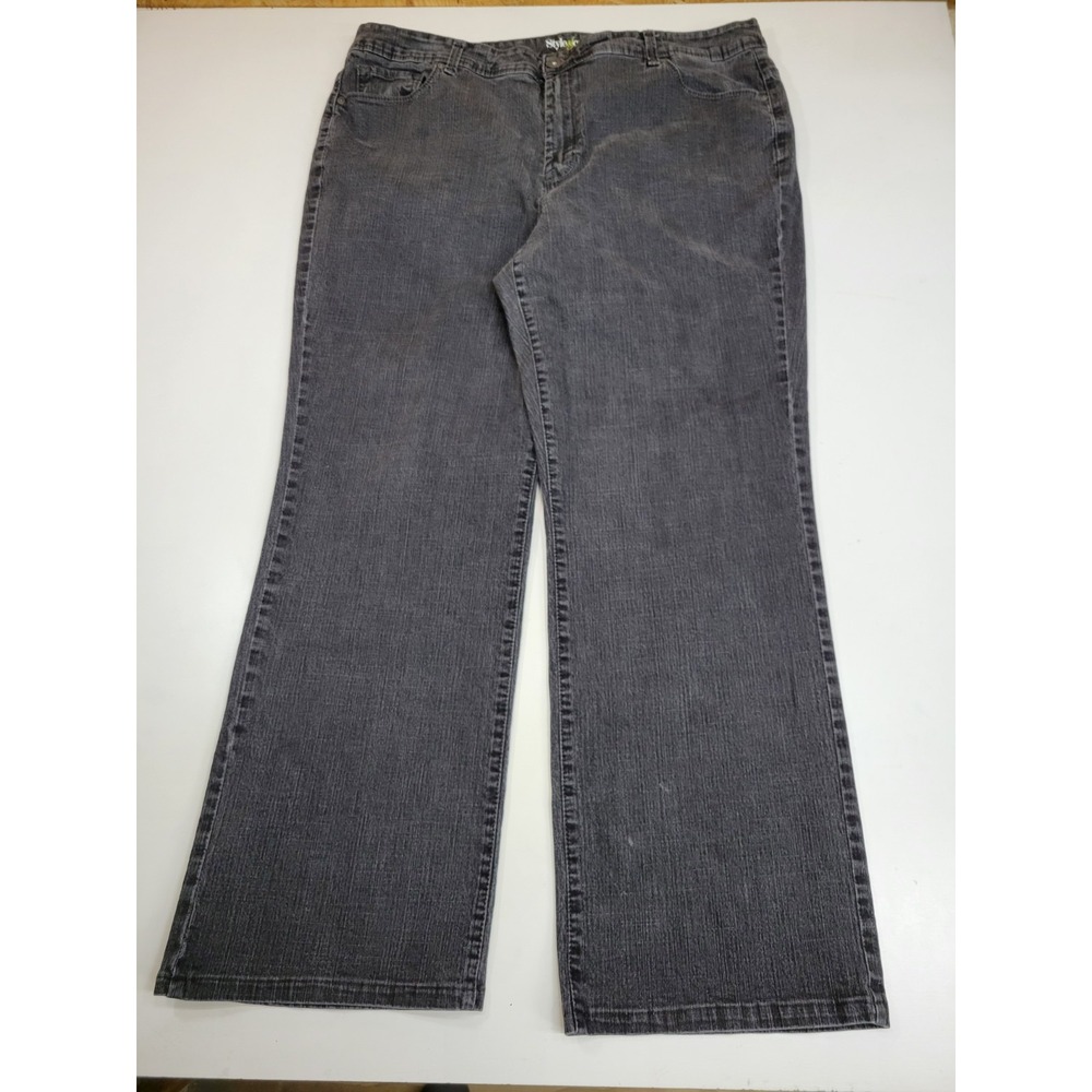Style & Co Womens 16W Straight Leg Jeans Black Gray Stretch Denim Plus Size...
